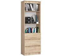 AKORD | Libreria per Ufficio CLP 60 cm | Mobile con 3 Cassetti 3 Ripiani | Porta Libri | Mobiletto Camera de Letto | Scaffale Soggiorno | Salvaspazio | Eiken Sonoma
