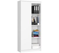 AKORD | Libreria per ufficio CLP 80cm | 4 Ripiani esterni 1 Anta | Porta Libri | Mobiletto Camera de Letto | Scaffale Soggiorno | Salvaspazio | Librerie da Terra | Wit