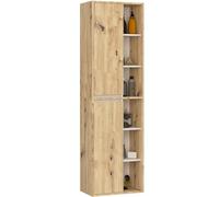 AKORD Mobile a Colonna per Bagno VAMI 50 cm 2 Ante 10 Ripiani - Mobile Alto e Stretto Salvaspazio - Armadio Bagno Resistente all'Umidità - Mobili - 50x170x30 cm - Rovere Artisan & Cashmere