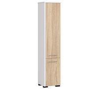 AKORD | Mobile Alto da Bagno FIN 2D | 30x140x30 cm, peso 25 kg | 2 Ante | Moderna Mobiletto | Armadio a muro | Armadietto chiuso in piedi | Adatto Anche come Pensile | Bianco/Rovere Sonoma