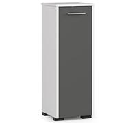 AKORD | Mobile Alto da Bagno FIN S30 a 1 anta | Armadio a muro | Armadietto chiuso in piedi | Porta con Montaggio a Destra/Sinistra | 30 x 82 x 30 cm | Peso 15 kg | Bianco/Grigio grafite