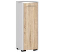 AKORD | Mobile Alto da Bagno FIN S30 a 1 anta | Armadio a muro | Armadietto chiuso in piedi | Porta con Montaggio a Destra/Sinistra | 30 x 82 x 30 cm | Peso 15 kg | Bianco/rovere di Sonoma