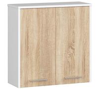 AKORD | Mobile Alto da Bagno FIN W30 a 1 Anta | Armadio a Muro Sospeso | Porta con Montaggio a Destra o a Sinistra | 30 x 60 x 22,5 cm | Peso 18 kg | Bianco | Rovere Sonoma