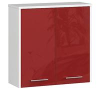 AKORD | Mobile Alto da Bagno FIN W30 a 1 Anta | Armadio a Muro Sospeso | Porta con Montaggio a Destra o a Sinistra | 30 x 60 x 22,5 cm | Peso 18 kg | Bianco | Rosso lucido