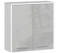 AKORD | Mobile Alto da Bagno FIN W30 a 1 Anta | Armadio a Muro Sospeso | Porta con Montaggio a Destra o a Sinistra | 30 x 60 x 22,5 cm | Peso 18 kg | Bianco | Lucido metallizzato