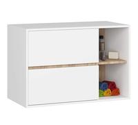 AKORD Mobile Bagno Sospeso con Lavabo - Mobile Lavabo Bagno 90 cm, 2 Cassetti - Moderno, Versatile - Per Montaggio a Parete - Vani Aperti - 90x60x45,5 cm - Bianco & Rovere Sonoma