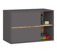 AKORD Mobile Bagno Sospeso con Lavabo - Mobile Lavabo Bagno 90 cm, 2 Cassetti - Moderno, Versatile - Per Montaggio a Parete - Vani Aperti - 90x60x45,5 cm - Grigio Grafite & Rovere Artisan