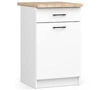 AKORD Mobile da cucina OLIWIA 50 cm | con 1 anta e 1 cassetto | Componibile Mobili da Cucine Armadi | Pannello laminato | 50 x 85 x 46 cm | 27,40 kg | Bianco