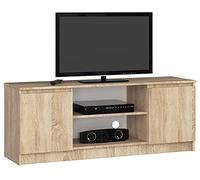 AKORD | Mobile per TV in Legno K 140 | Mobiletto Porta Televisione Soggiorno | un ripiano aperto | 2 Ripiani con Ante a Sinistra e a Destra | 55 x 140 x 40 cm | Peso 40kg | Colore Rovere di Sonoma