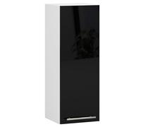 AKORD | Pensile da Cucina a Parete - Oliwia W30 | 2 Ripiani e 1 Anta Armadio da Cucina | Componibile Mobili da Cucine Armadi | Pannello laminato | 30 x 30 x 72 cm | Bianco | Nero lucido