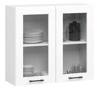 AKORD | Pensile da Cucina a Parete - Vetrina Sospesa in Vetro 80 cm, H720 | 2 Ripiani e 2 Anta Armadio da Cucina | Componibile Mobili da Cucine Armadi | Pannello laminato | Bianco
