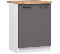 AKORD | Piano di Lavoro Olivia | Pannelli Laminato | Robusto | Piani Cucina top in Legno | Bordo ABS | Per le Basi | 60 x 60 x 3,20 cm | Colore Universale | Bianco & Grigio Grafite