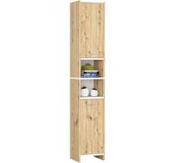 AKORD | Piedistallo da bagno BETI | Mobile Colonna da Terra | Colonnina | Ideale per piccoli bagni | Colori universali | Design elegante | Rovere Artisan & Bianco