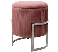 AKORD | Pouf in Velutto PORTO | Poggiapiedi | Contenitore per Piccoli Oggetti | Pavimento in Metallo | Imbottito | Pouf Decorativo | Per il Soggiorno e la Camera da Letto | Rosa