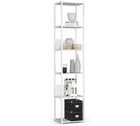 AKORD | Scaffalatura Metallo 40 cm | Mensole Libreria | Salvaspazio | 6 ripiani | Scaffalature Metalliche | Robusto | Stabile | Mobiletto Multiuso | Moderne Bianco | Bianco