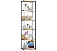 AKORD | Scaffalatura Metallo 50 cm | Mensole Libreria | Salvaspazio | 6 ripiani | Scaffalature Metalliche | Robusto | Stabile | Mobiletto Multiuso | Moderne Nero | Rovere Artigianale