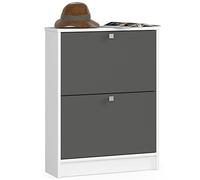 AKORD Scarpiera | Mobile porta scarpe con 2 cassetti | Organizzazione salvaspazio | Design elegante | B60 x H80 x T20 cm | Farbe: Bianco/Grigio grafite