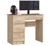 AKORD | Scrivania A-7 | 4 Cassetti | Office Desk | Scrittoio per Ufficio | Per Computer PC Laptop | Al lavoro | A casa | 50x90x77 cm | Rovere di Sonoma
