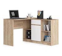 AKORD | Scrivania ad angolo B-17 | 2 in 1 Scrivania e Cassettiera con 1 cassetto | Scrivania Angolare | Scrivanie Gaming Ufficio Salvaspazio | L120 x H79/77 x P126 | 68 kg rovere sonoma/bianco