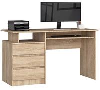 AKORD | Scrivania CLP-135 Con Ripiano per Tastiera e 3 Cassetti a Sinistra | Scrittoio per Ufficio | Per Computer PC Laptop | Salvaspazio | 135 x 77 x 60 cm, 45kg | Rovere Sonoma
