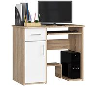 AKORD | Scrivania per PC Jay con Tastiera e Ripiano per PC | Scrivania per ufficio | Scrivania per Computer | Tavolo da ufficio | L90 x H74 x P50 cm 29 kg | Rovere Sonoma/Bianco