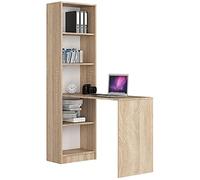 AKORD | Scrivania Smart | Scrivania + Libreria con 5 Ripiani | Al lavoro | In ufficio | A casa | Dimensioni d'ingombro 125 x 180 x 50 cm | Peso 37 kg |Rovere di Sonoma