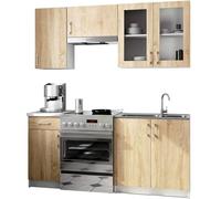 Akord | Set di Mobili da Cucina Lima | Cucina Completa Piccola | Mobile Componibile | Cucina su Misura 180 cm | Cucine Componibili Piccole | Per design moderno e Tradizionale | Bianco & Quercia Sonoma