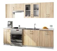 Akord | Set di Mobili da Cucina Lima | Cucina Completa Piccola | Mobile Componibile | Cucina su Misura 240 cm | Cucine Componibili Piccole | Per design moderno e Tradizionale | Bianco & Quercia Sonoma