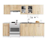 Akord | Set di Mobili da Cucina Lima | Cucina Completa Piccola | Mobile Componibile | Cucina su Misura 240 cm | Cucine Componibili Piccole | Per design moderno e Tradizionale | Bianco & Quercia Sonoma