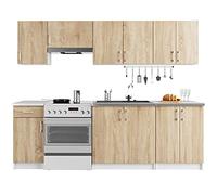Akord | Set di Mobili da Cucina Lima | Cucina Completa Piccola | Mobile Componibile | Cucina su Misura 240 cm | Cucine Componibili Piccole | Per design moderno e Tradizionale | Bianco|Rovere di Sonoma