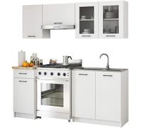 AKORD | Set di Mobili da Cucina Olivia 1.8m | Cucina Completa Piccola | Componibile | su Misura 46 x 180 x 203 cm | Per un design moderno e Tradizionale | Bianco