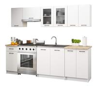 AKORD | Set di Mobili da Cucina Olivia 2.4m | Cucina Completa Piccola | Componibile | su Misura 46 x 240 x 203 cm | Per un design moderno e Tradizionale | Bianco