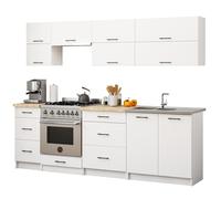 AKORD | Set di Mobili da Cucina Olivia 2.4m G2 | Cucina Completa Piccola | Componibile | su Misura 46 x 180 x 174 cm | Per un design moderno e Tradizionale | Bianco