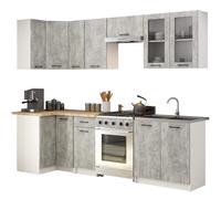 AKORD | Set di Mobili da Cucina Olivia 3m H720 | Cucina Completa Piccola | Componibile | su Misura 46 x 300 x 203 cm | Per un design moderno e Tradizionale | Bianco & Cemento