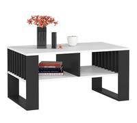 AKORD | Tavolino da Salotto in Legno - ROCKFORD | Tavolo da Caffè con gambe un Ripiano | Coffee Table | Tavolini Basso Moderno | Arredamento Casa | 92 x 45 x 53 cm | Bianco & Nero