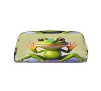 AkosOL The Funny Frog Doing Yoga astuccio in PVC, piccolo e semplice, grande capacità, può ospitare 30 penne, fodera imbottita per fornire una protezione sicura per gli oggetti