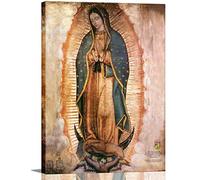 AKOTAC Stampa artistica da parete in tela con ritratto di Nostra Signora di Guadalupe, Messico, stampa religiosa cattolica, per altare, soggiorno, camera da letto, Lamina enmarcada de Nuestra Señora