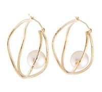 Akoya Coltivate Perle Contorto Orecchini a Cerchio 14k Oro Giallo 8 - 8.5mm Set