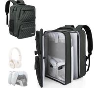 AKOZLIN Borsa da viaggio zaino per PlayStation 5/PS5/PS4/PS4 Pro/PS4 Slim/Xbox One XS Gaming Console Custodia con tasche per controller, cuffie, 2 dischi di gioco, base console e accessori, Grigio