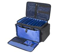 AKOZLIN Borsa per file da DJ con divisori staccabili e tasche inferiori per cavi per musicisti, borsa da viaggio per laptop da 15,6", attrezzatura professionale per DJ, strumenti audio e accessori per