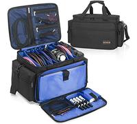 AKOZLIN Borsa per file da DJ con divisori staccabili e tasche inferiori per cavi per musicisti, borsa da viaggio per laptop da 15", attrezzatura professionale per DJ, strumenti audio e accessori per