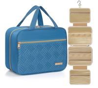 AKOZLIN Hanging Travel Toiletry Bag Makeup Bag Travel Makeup Cosmetic Organizer Waterproof Wash Bag for Accessories Essentials, Black Medium, blu, L