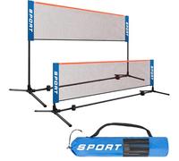 AKOZLIN Set di rete da badminton portatile, regolabile in altezza, con aste e borsa da trasporto per badminton, pallavolo, tennis, pickleball, calcio tennis - Facile da montare (4,1 m)