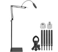 AKOZLIN - Supporto per microfono con braccio a forbice da terra, con base pesante, altezza regolabile da 40 a 120 cm, con adattatore da 3/8" a 5/8" e 1/4", filtro pop, clip per microfono e fascette