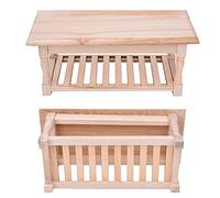 Akozon 1:12 Accessori per Box/Cover Bambole Mini Tavolino in Legno per Oggetti di Scena di Fotografia di Bambola (Colore di legno)