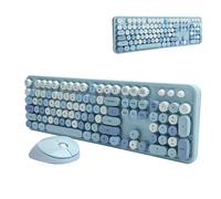 Akozon 2.4Ghz Wireless 104, Key Keyboard And Mouse Set Office Keyboard Set Mouse Combo Combos Desktop Cute for Computer Couleur Mélangée Bleue Blue (Colore Misto Blu)