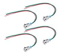 Akozon 4 Set di Indicatori LED Bicolore Rotondi Impermeabili Precablati 10 Mm, Luci Rosse e Verdi a Catodo Comune per Auto, CNC, Controllo Industriale, 12-24 V (rosso verde)