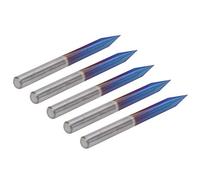 Akozon 5 Pezzi 2 Flauti Punta a V Punta per Incisione Fresa con Gambo 4 Mm Acciaio Al Tungsteno Strumenti per Intaglio per Legno, Alluminio, Acrilico e MDF - Fresa di Precisione per Macchine CNC