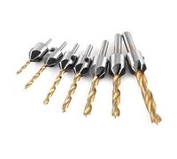 Akozon 7 pezzi Set di punte trapano di professionali Punte per Trapano Steel Countersink Drill Bit Carpenteria Lavorazione del Legno Alesatura Tondo Codolo Cilindrico con Chiave Esagonale (3-10mm)