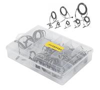 Akozon 75 Pezzi Set di Canne da Pesca Kit di Riparazione Punte Guide per Occhielli per Aste d'Acqua Dolce e Acqua Salata con Design Bipede Resistente per la Fusione